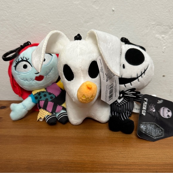 Set of 3 Nightmare Before Christmas 6” Plush Clips/Keychains: Jack, Sally, Zero - Picture 3 of 14
